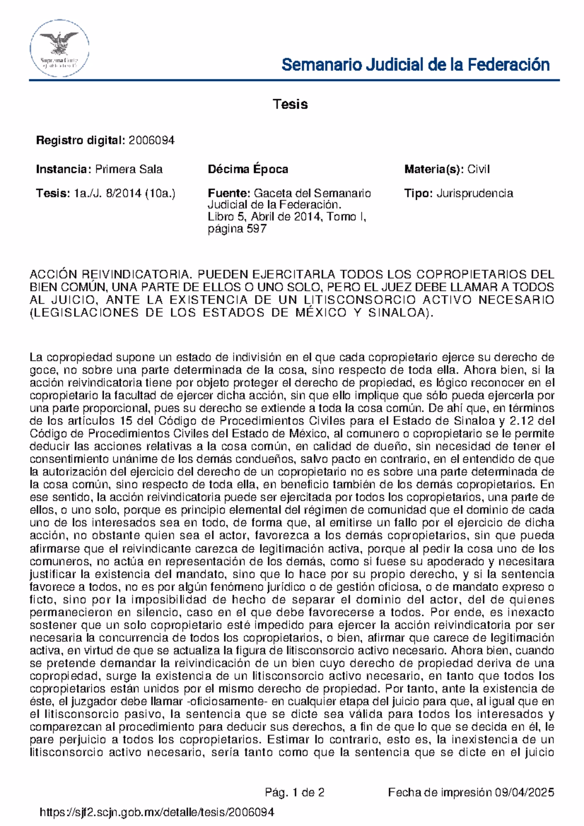 ¿Qué es una acción reivindicatoria?