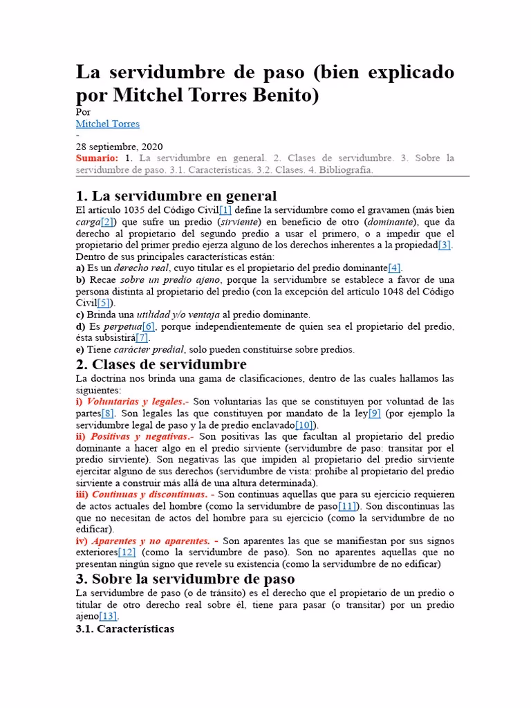¿Qué condiciones debe cumplir la servidumbre de paso?