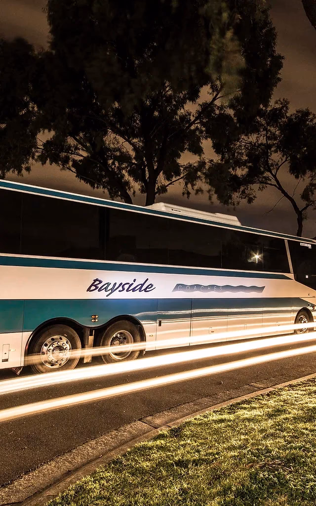 Does Bayside Coaches operate a fleet of charter coaches around Melbourne?
