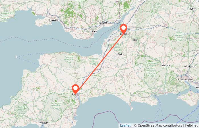What is the fastest bus from Bristol to Exeter?