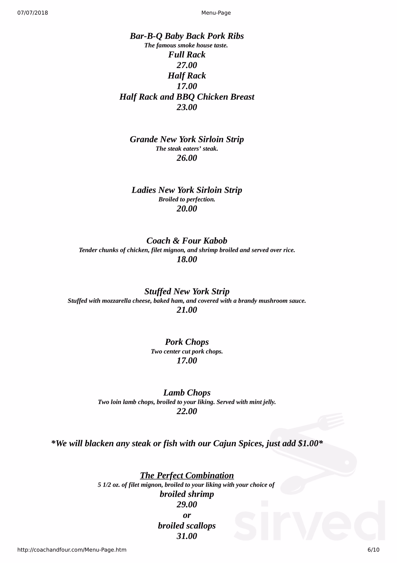 What can I eat at coach & four?