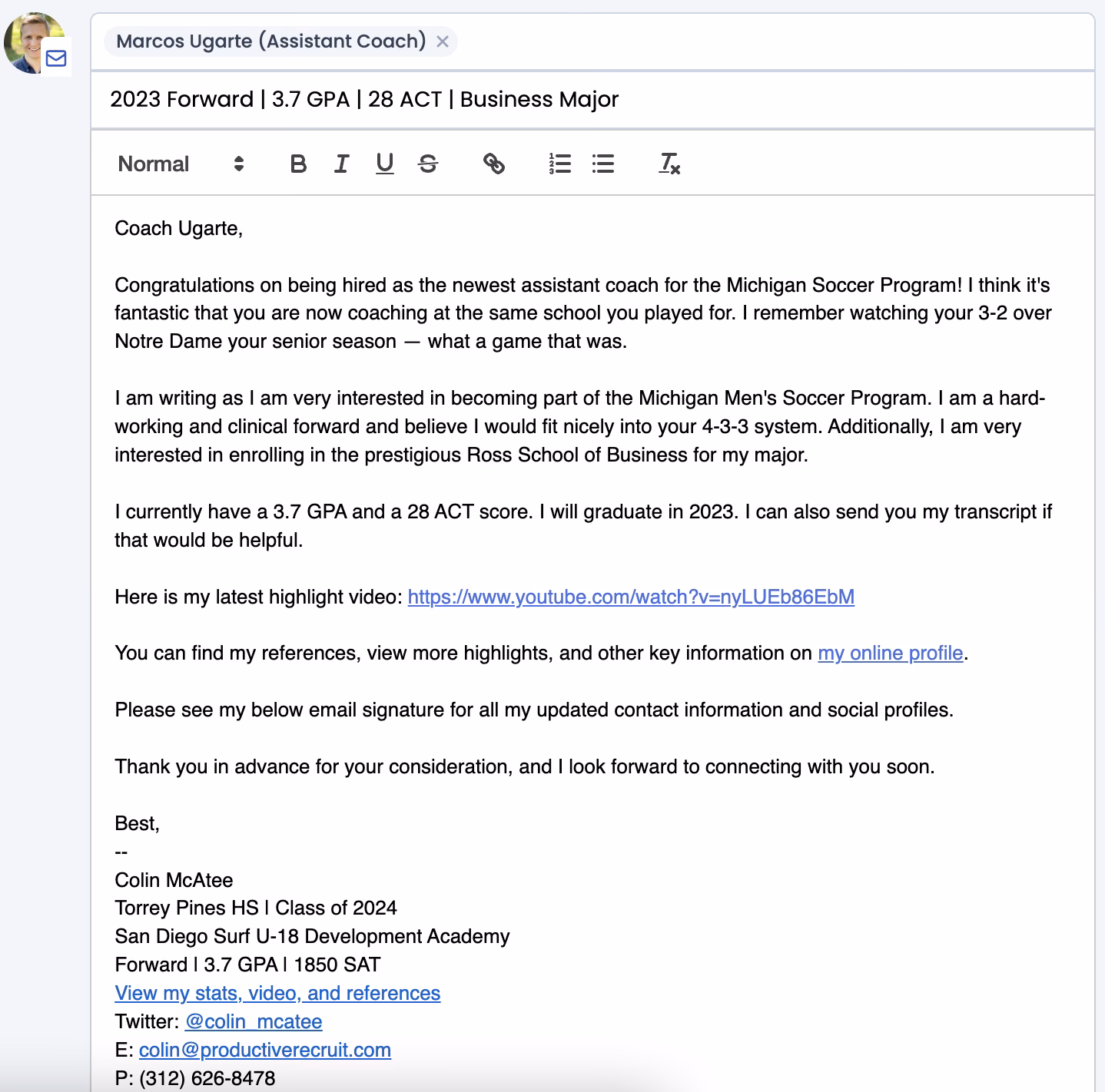 How do I contact a college coach?