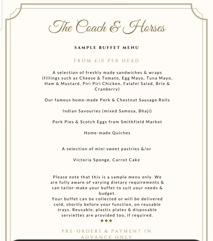 Does coach & horses have a menu?