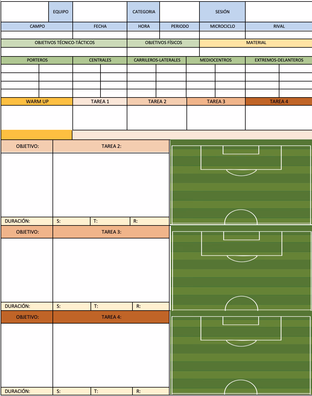 ¿Qué es una ficha de sesión de entrenamiento de fútbol?