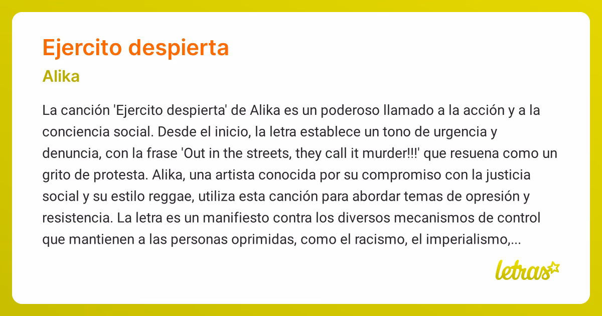 ¿Cuándo se estrenó la canción 'ejercito despierta'?