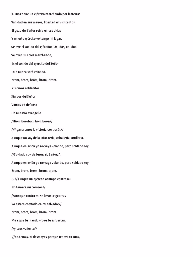 ¿Qué dice la letra del Ejército de Dios?